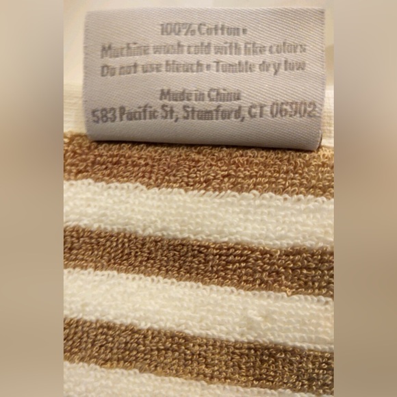 2pc CARO HOME 100% Cotton Stripe Bath Towels - Cream/Gold - Picture 4 of 5